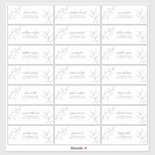 Modern Plum Paars Script Botanical Guest Address Sticker