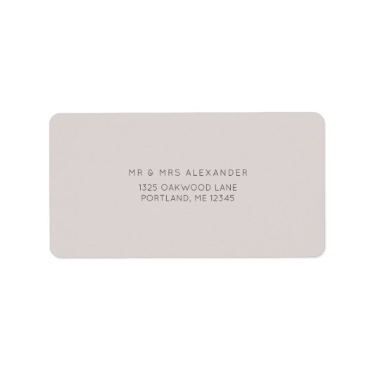 Modern Plum Wedding Return Label (Voorkant)
