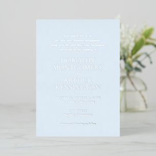 Modern Poederblauw Elegant Huwelijk Folie Uitnodiging