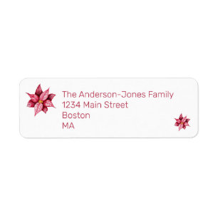 Modern Poinsettia Floral Retouradres Etiket