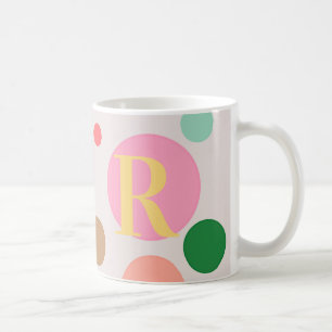 Modern polka dot monogram koffiemok