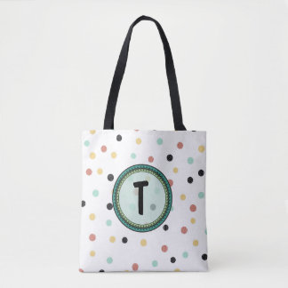 Modern Polka-Dot Monogram Ontwerp Draagtas