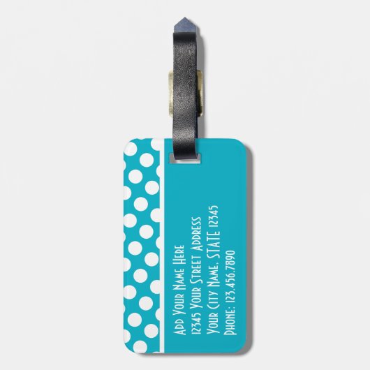 Modern Polka Dot Pattern met Adres/Telefoon Bagagelabel (Achterkant verticaal)