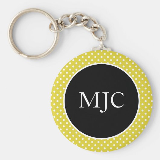 Modern Polka Dot Personalized Button Key Ring Sleutelhanger (Voorkant)