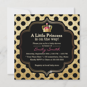 Modern Polka Dots Little Princess Girl Baby shower Kaart