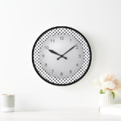 Modern Polkadot Black and White Grote Klok (Huis)