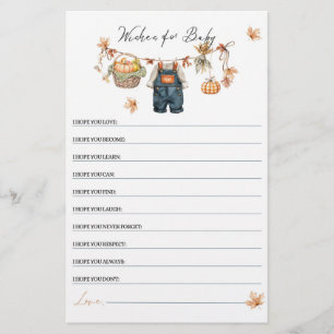 Modern pompoen Herfst Baby shower wensen spel