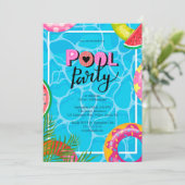 Modern Pool Party Birthday Invitation Kaart (Staand voorkant)
