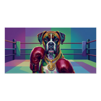 Modern Pop Art Boxer Dog Boxing Athlete Perfect Poster