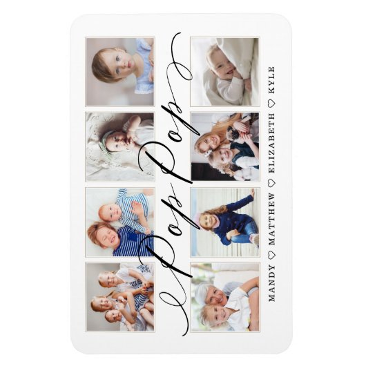 Modern Pop Pop Script Kleinkinderen Fotocollage Magneet (Verticaal)