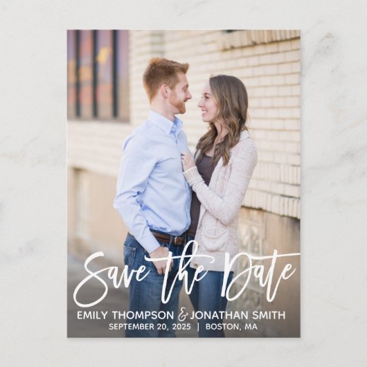 Modern Portrait Afbeelding Save the Date Briefkaar Briefkaart (Voorkant)