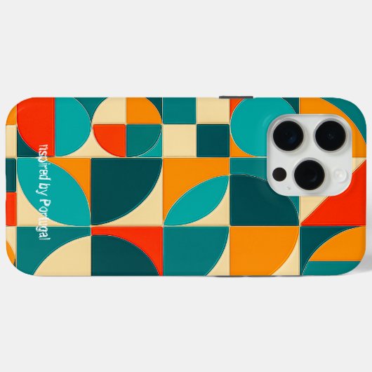 Modern Portuguese Azulejo Tile Pattern iPhone Case (Achterkant (horizontaal))