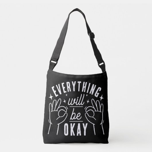 Modern Positivity Typography Motivational Crossbody Tas (Voorkant)