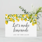 Modern Postponed Announcement Greenery Lemons Kaart (Staand voorkant)