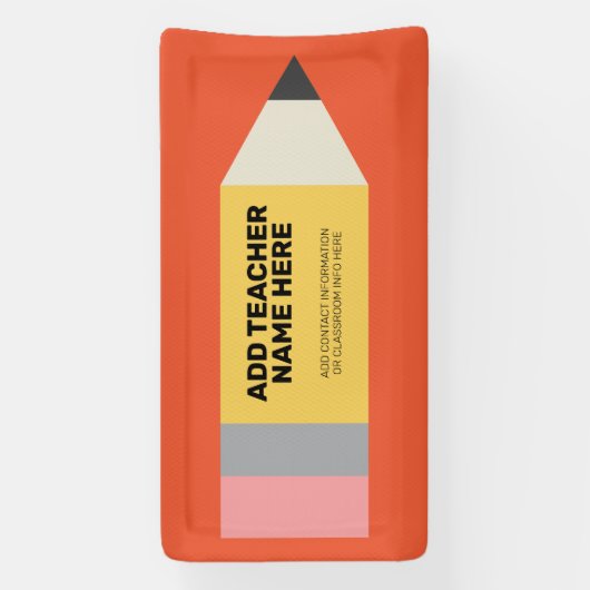 Modern potlood met informatie over leraar en leslo spandoek (Verticaal)