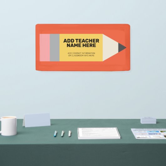 Modern potlood met informatie over leraar en leslo spandoek (Beurs)