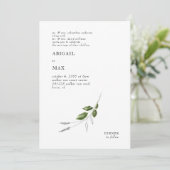 Modern Potlood & Waterverf Greenery Wedding Kaart (Staand voorkant)