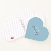 Modern Powder Blue Monogram Heart Notitieboek (Binnen)