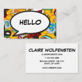 Modern Praatwolk in stripboek HELLO Visitekaartje (Voorkant / Achterkant)