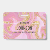Modern Precious Pink Gold Marble Name - Badge (Achterkant)