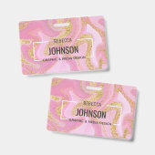 Modern Precious Pink Gold Marble Name - Badge (Voor- en achterkant)