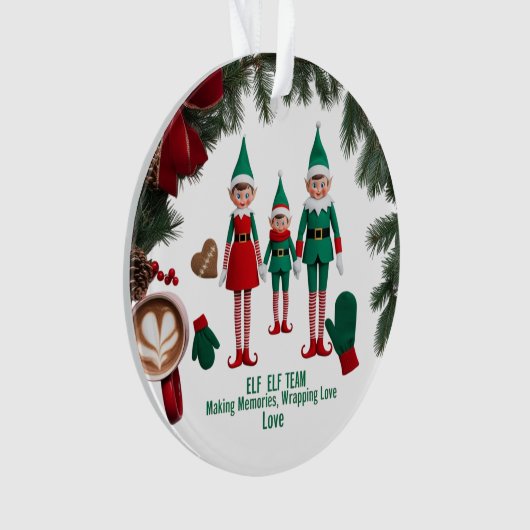 Modern Premium Elf Team Acrylic Circle Ornament  (devant)