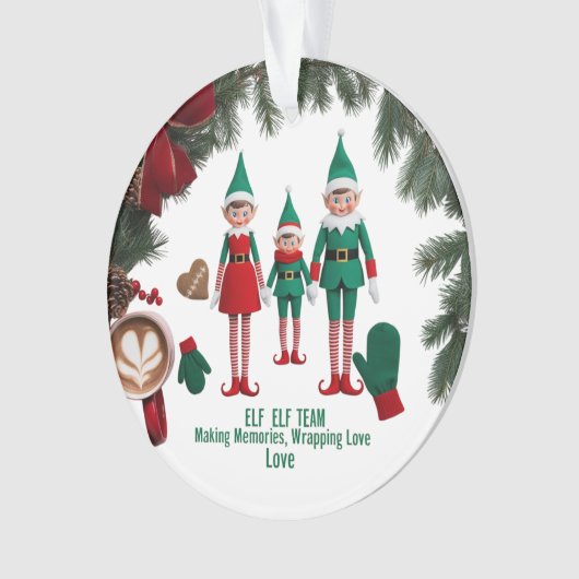 Modern Premium Elf Team Acrylic Circle Ornament  (devant)