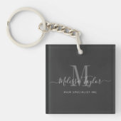 modern Premium zwart handgeschreven script Sleutelhanger (voorkant)