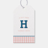 Modern Preppy Monogram en Gingham Gift Labels Cadeaulabel (Voorkant)
