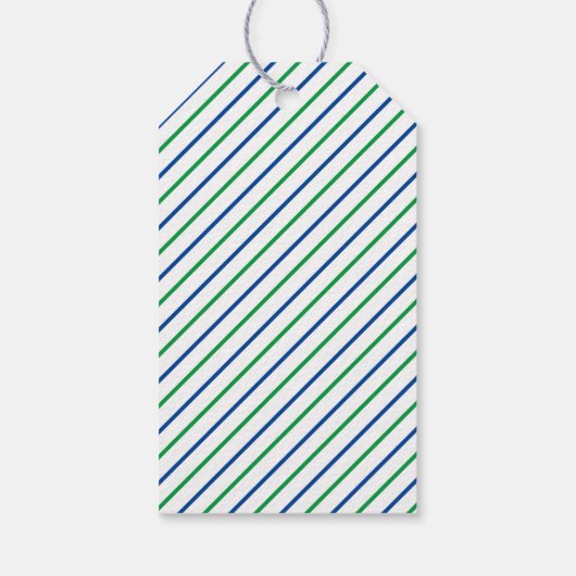 Modern Preppy Monogram en Stripe Happy Birthday Cadeaulabel (Achterkant)