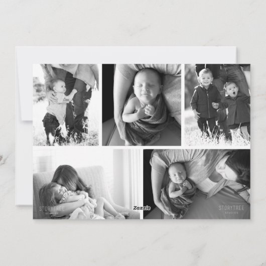 Modern Preppy Pink Green Monogram Bow Photo Feestdagenkaart (Achterkant)