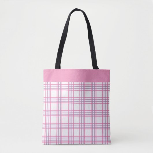 Modern Preppy Plaid Pink Purple Pattern Draagtas (Voorkant)