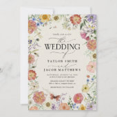 Modern Pressed Wildflower Boho Chic Wedding Kaart (Voorkant)