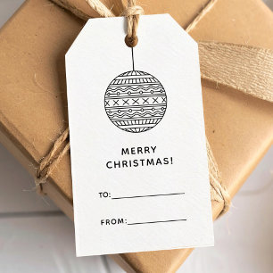 Modern Prettig Kerstfeest met Kerstbal Cadeaulabel