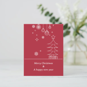 Modern Prettig Kerstfeest Rood Wit Feestdagenkaart