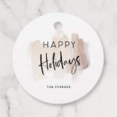 Modern Prettige feestdagen | Elegant Brush Stroke Bedankjes Labels (Voorkant)