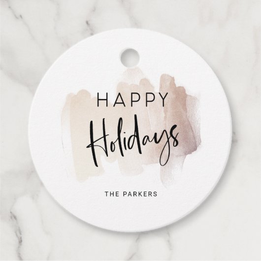 Modern Prettige feestdagen | Elegant Brush Stroke Bedankjes Labels (Voorkant)