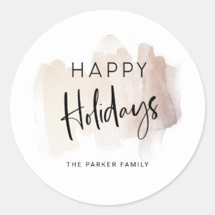 Modern Prettige feestdagen Elegant Brush Stroke Ronde Sticker