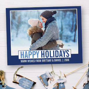 Modern Prettige feestdagen Foto Blue Briefkaart