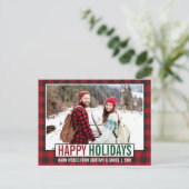 Modern Prettige feestdagen Foto Red Pset Briefkaart (Staand voorkant)