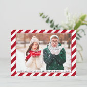Modern Prettige feestdagen Foto Red Stripes Feestdagenkaart (Staand voorkant)