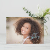 Modern Prettige feestdagen Gold & grijs blauw brie Feestdagenkaart (Staand voorkant)