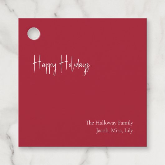 Modern Prettige feestdagen | Roodvierkant Label me (Voorkant)