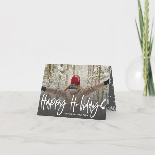 Modern Prettige feestdagen script 1 Kerstfotokerst Kaart (Voorkant)