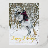 Modern Prettige feestdagen Script Equestrian Photo (Voorkant)