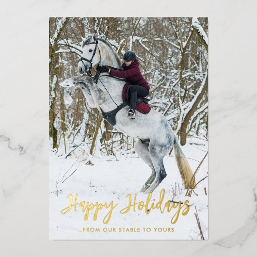 Modern Prettige feestdagen Script Equestrian Photo (Voorkant)