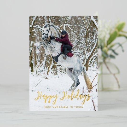 Modern Prettige feestdagen Script Equestrian Photo (Staand Voorkant)