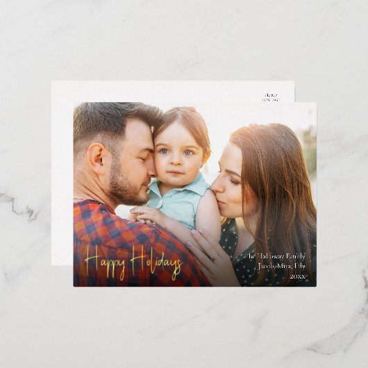 Modern Prettige feestdagen script, volledige foto (Voorkant / Achterkant)