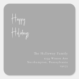 Modern Prettige feestdagen Silver Square Envelope Vierkante Sticker