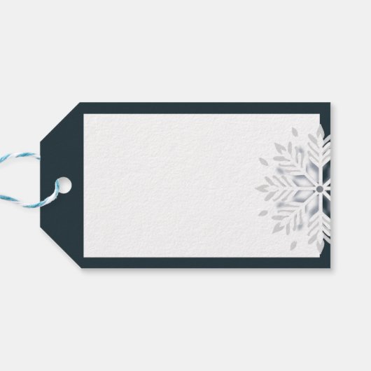 Modern Prettige feestdagen Snowflake Business Blue Cadeaulabel (Achterkant Horizontaal)